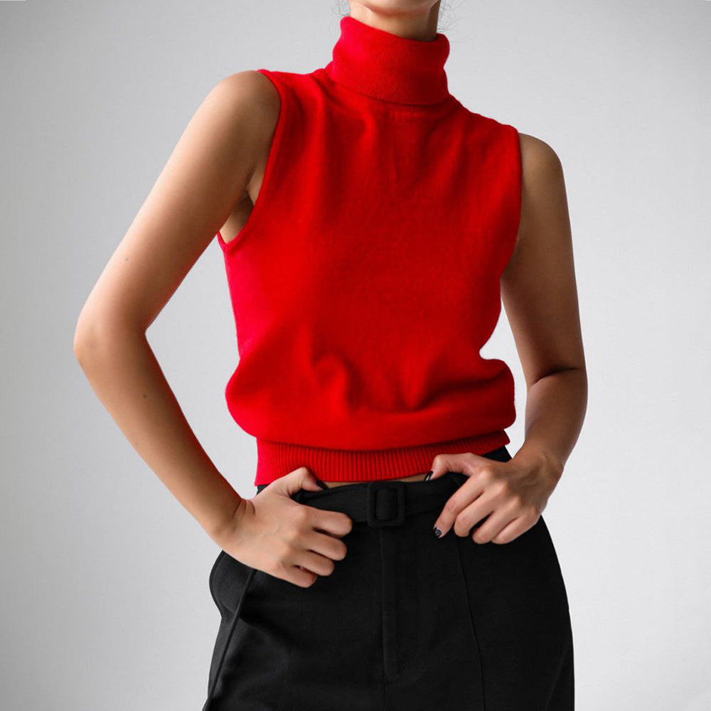 Sleeveless Mock Neck Knit Top for Women