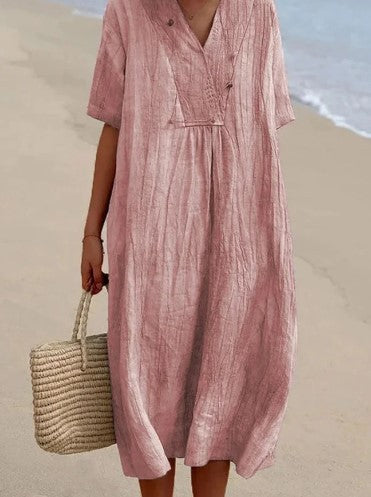Elegant Cotton Blend Summer Midi Dress