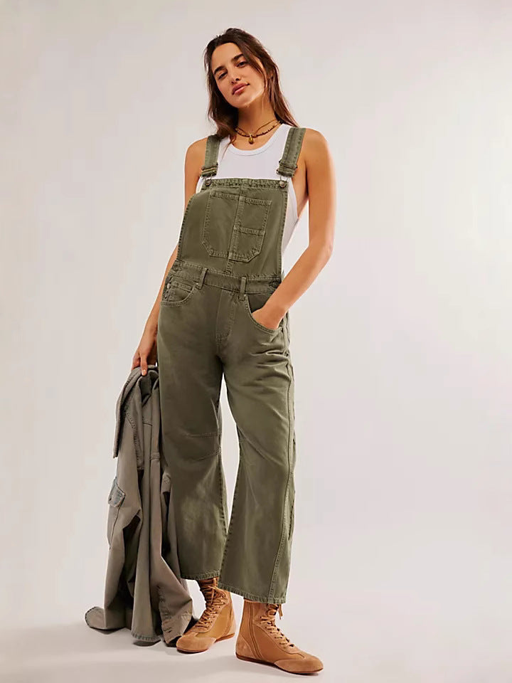 Wide Leg Overalls with Pockets for Women