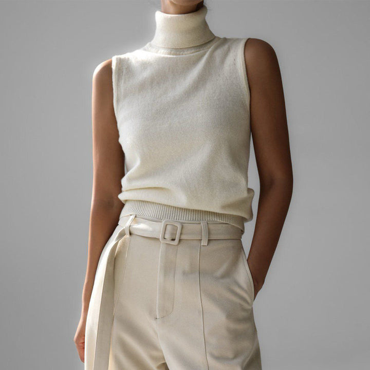 Sleeveless Mock Neck Knit Top for Women