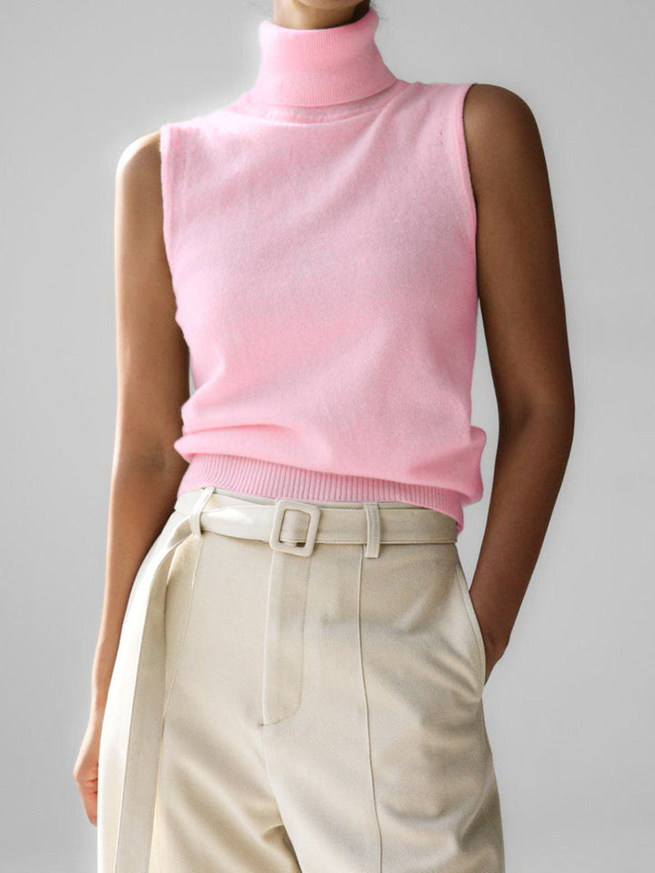Sleeveless Mock Neck Knit Top for Women
