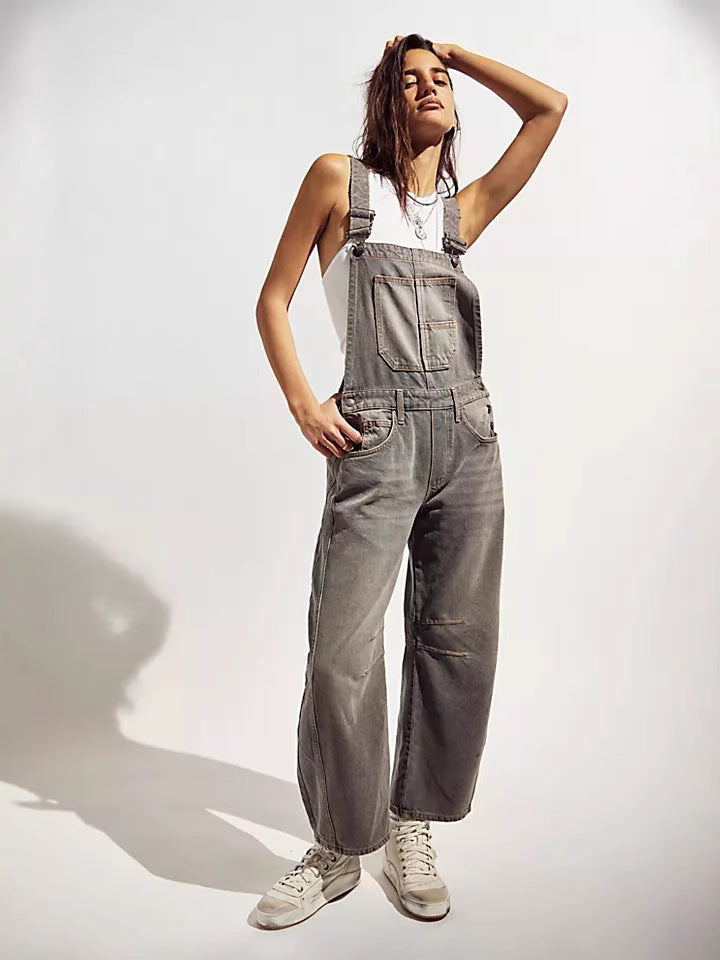 Wide Leg Overalls with Pockets for Women
