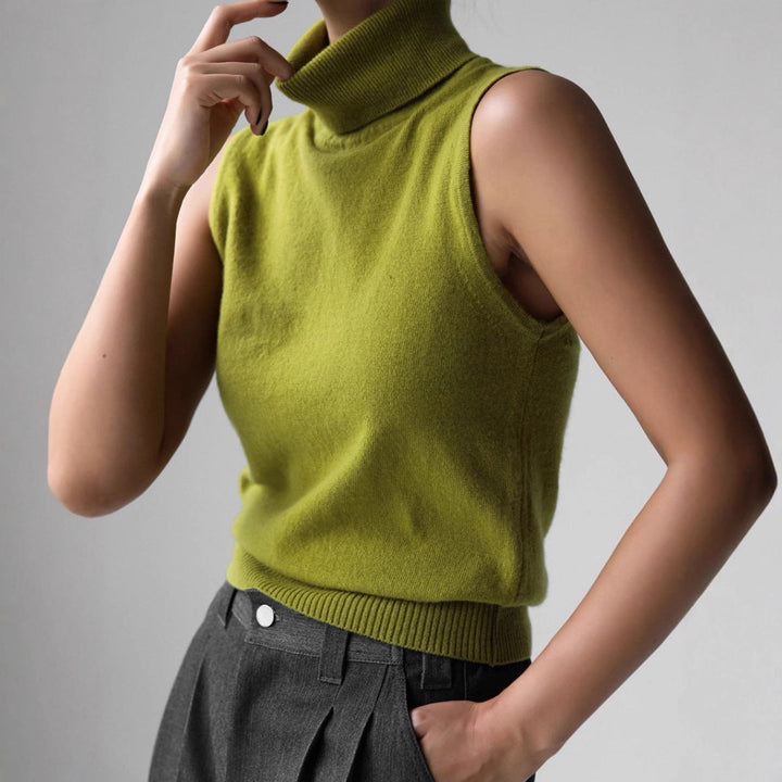 Sleeveless Mock Neck Knit Top for Women