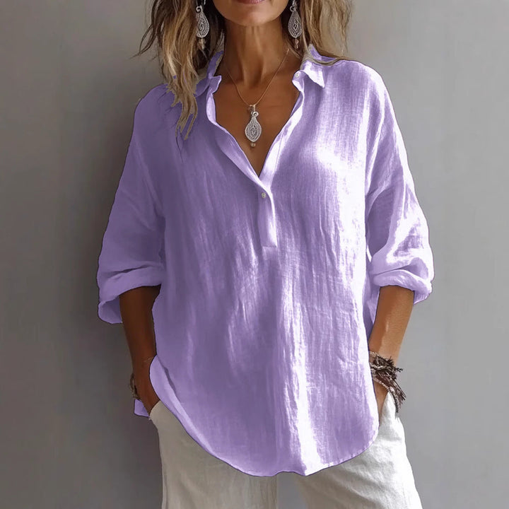 Wide-Sleeve Linen Shirt for Women