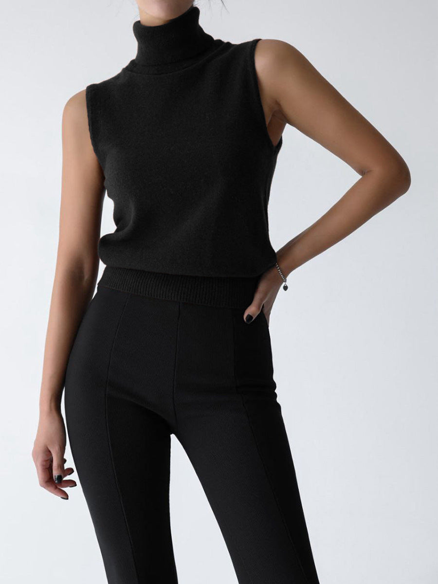 Sleeveless Mock Neck Knit Top for Women