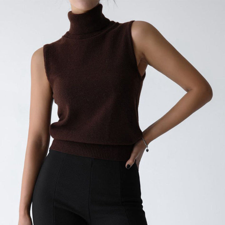 Sleeveless Mock Neck Knit Top for Women