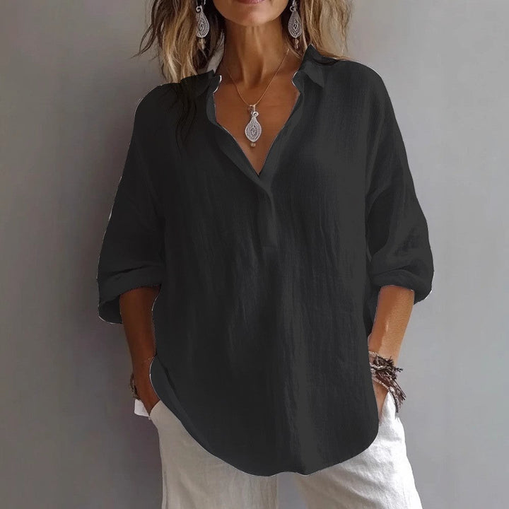 Wide-Sleeve Linen Shirt for Women