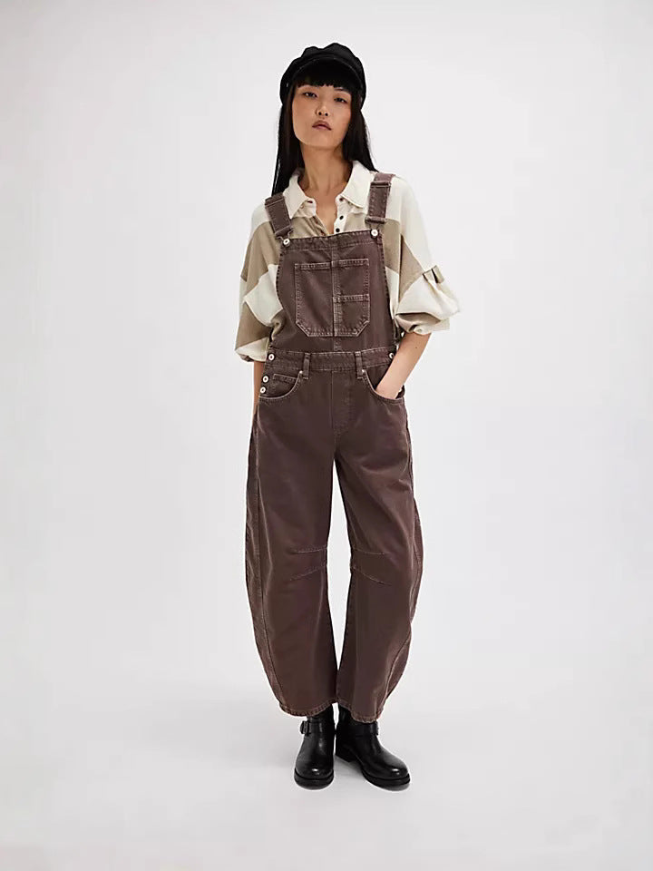 Wide Leg Overalls with Pockets for Women