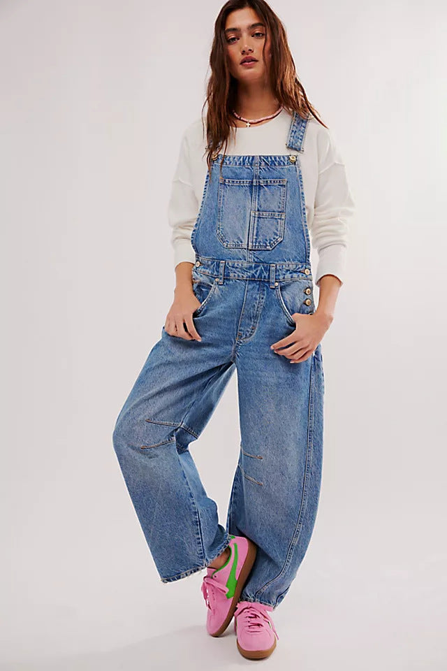 Wide Leg Overalls with Pockets for Women