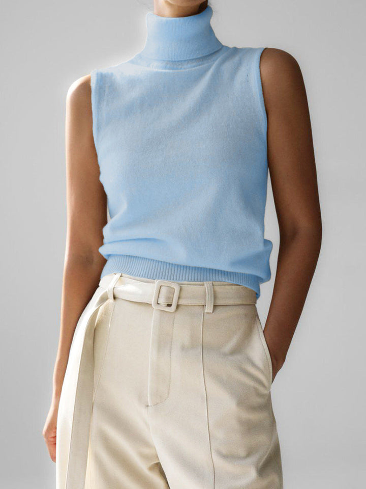 Sleeveless Mock Neck Knit Top for Women