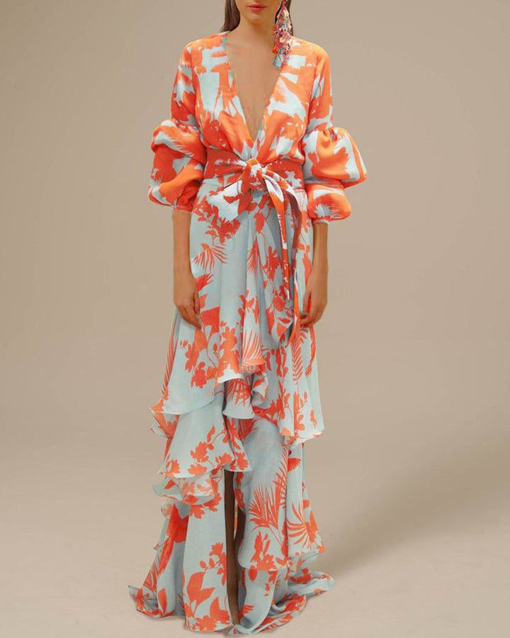 Floral Ruffle Maxi Dress for Women