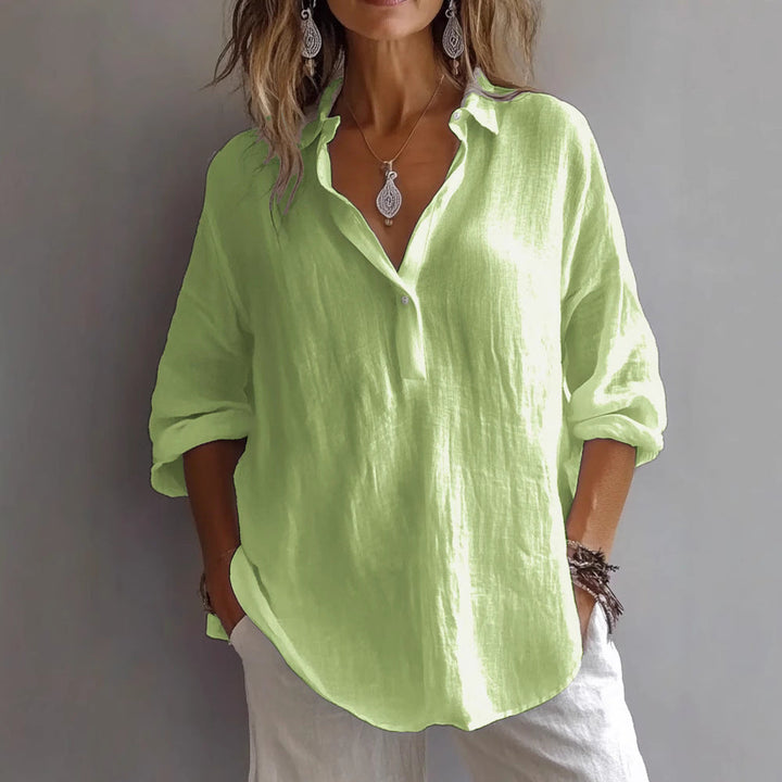 Wide-Sleeve Linen Shirt for Women