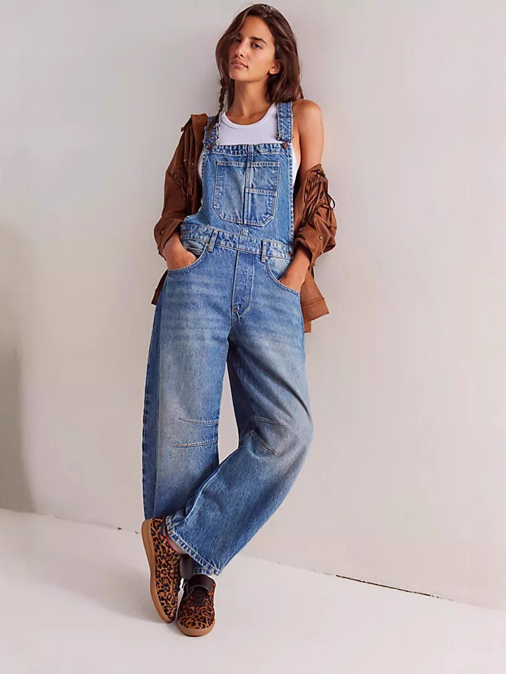 Wide Leg Overalls with Pockets for Women