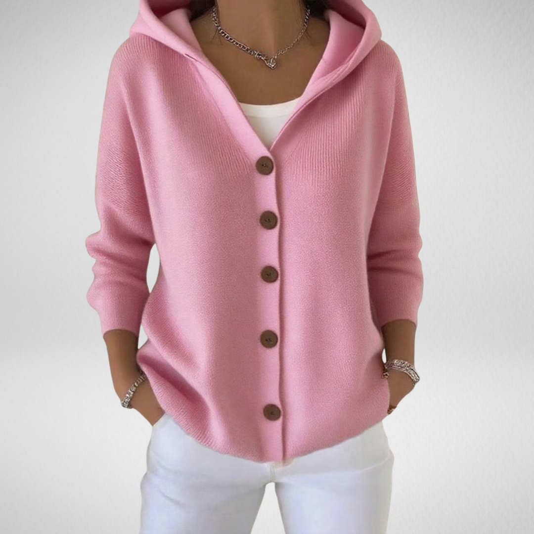 Hooded Button Knit Cardigan for Women