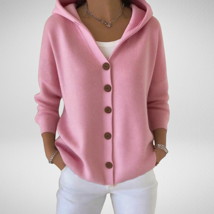Hooded Button Knit Cardigan for Women