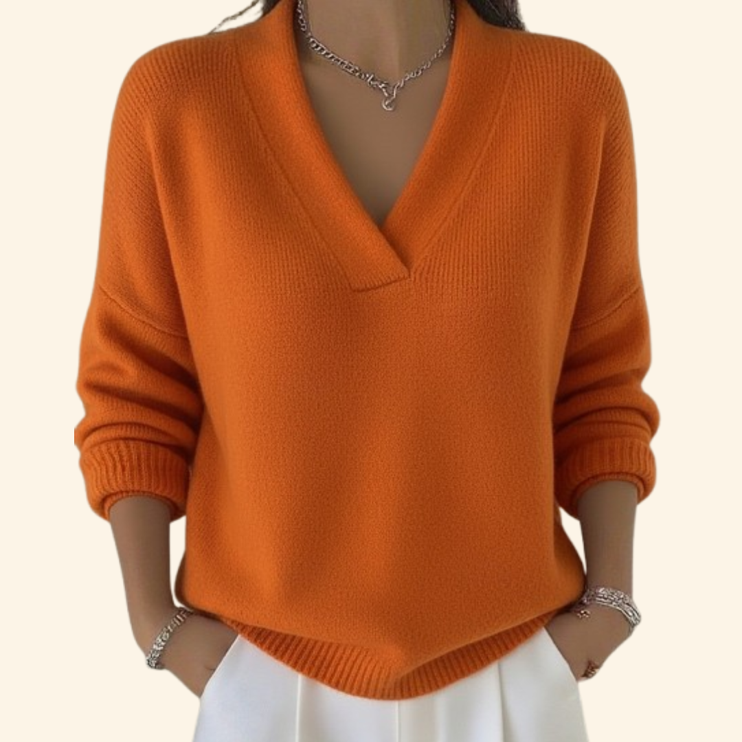 V-Neck Pullover Sweater for Women