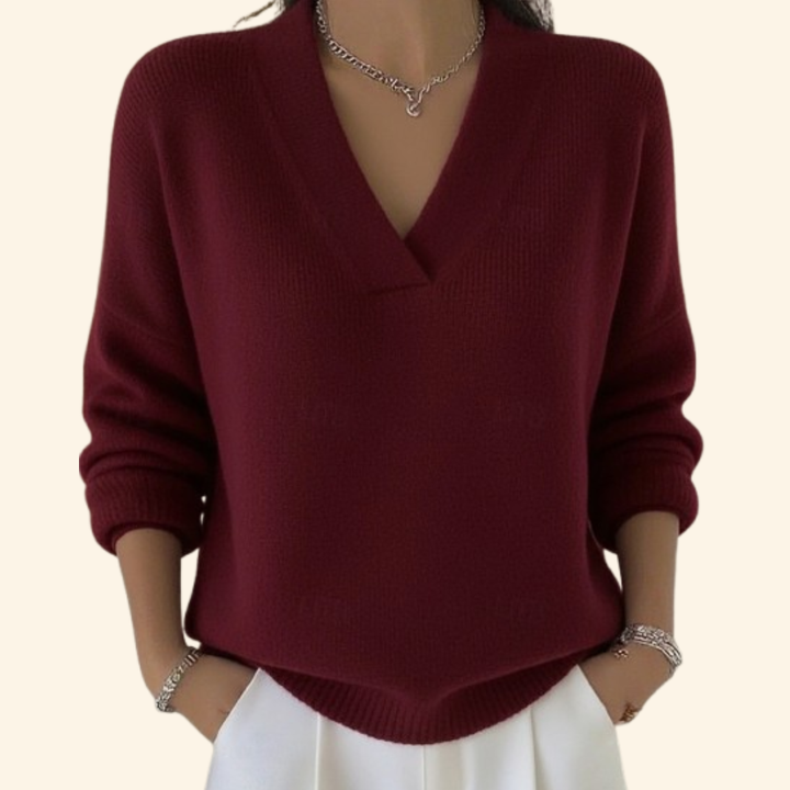 V-Neck Pullover Sweater for Women