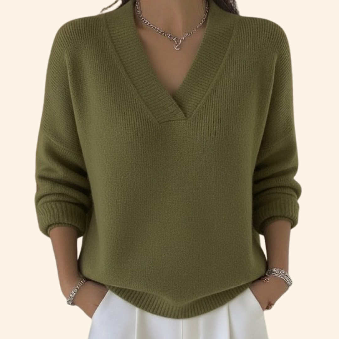 V-Neck Pullover Sweater for Women