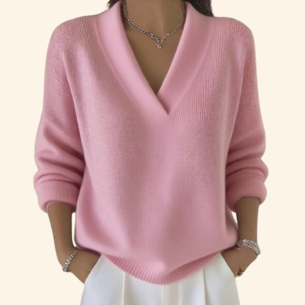 V-Neck Pullover Sweater for Women