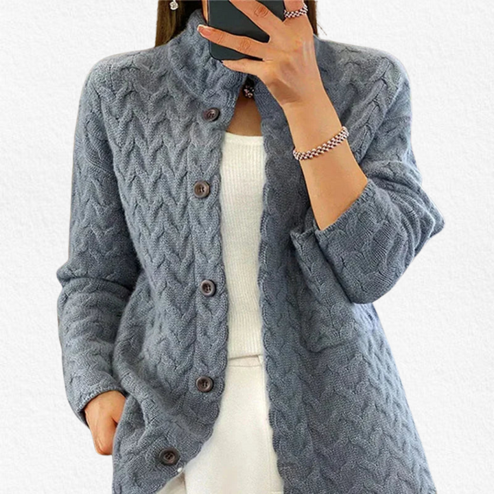 Cable Knit Button-Front Cardigan for Women