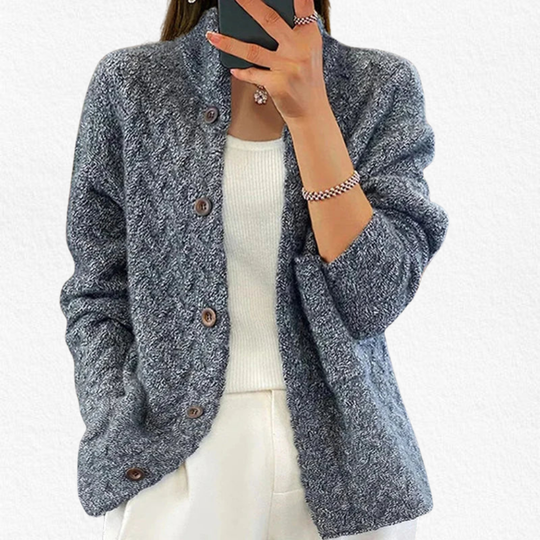 Cable Knit Button-Front Cardigan for Women