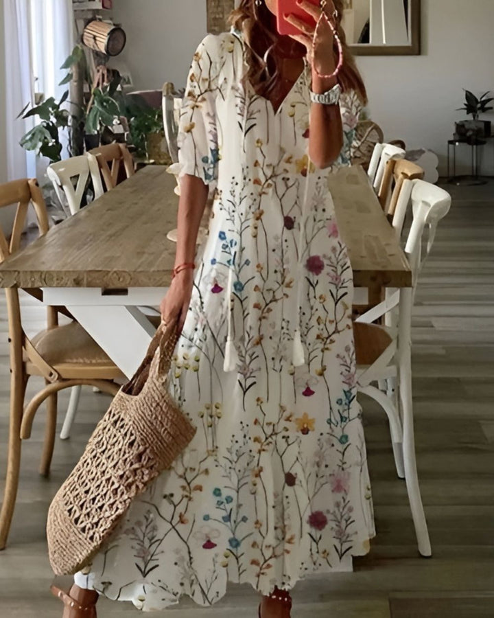 Floral Print Flowy Maxi Dress for Women