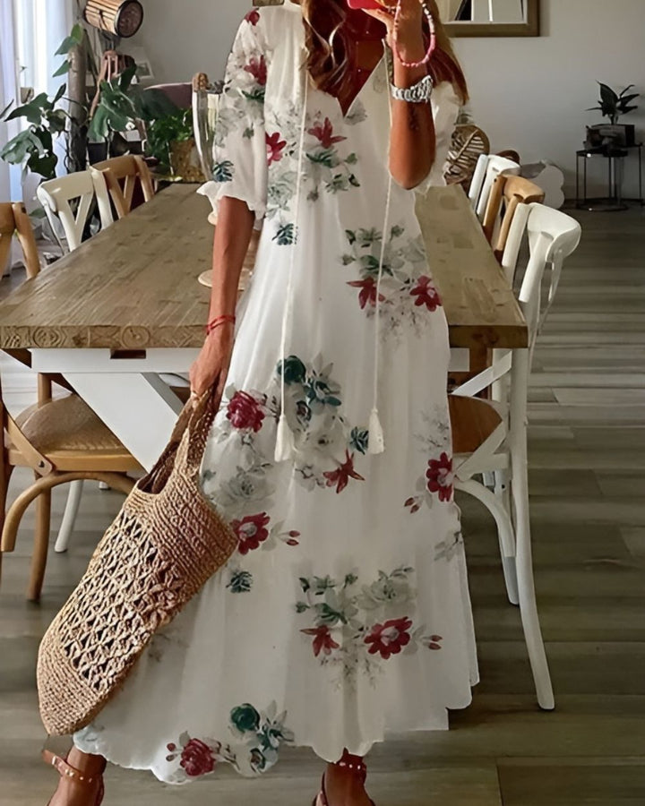 Floral Print Flowy Maxi Dress for Women