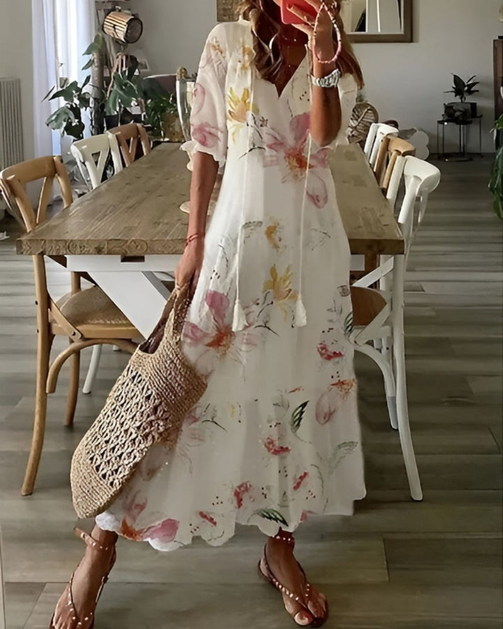 Floral Print Flowy Maxi Dress for Women