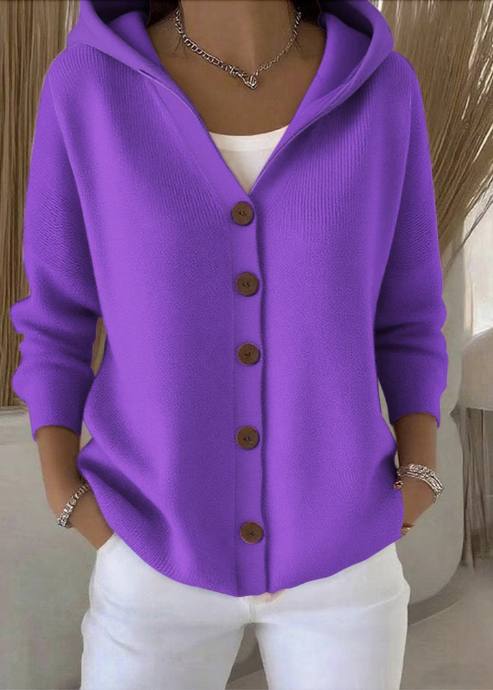 Hooded Button Knit Cardigan for Women