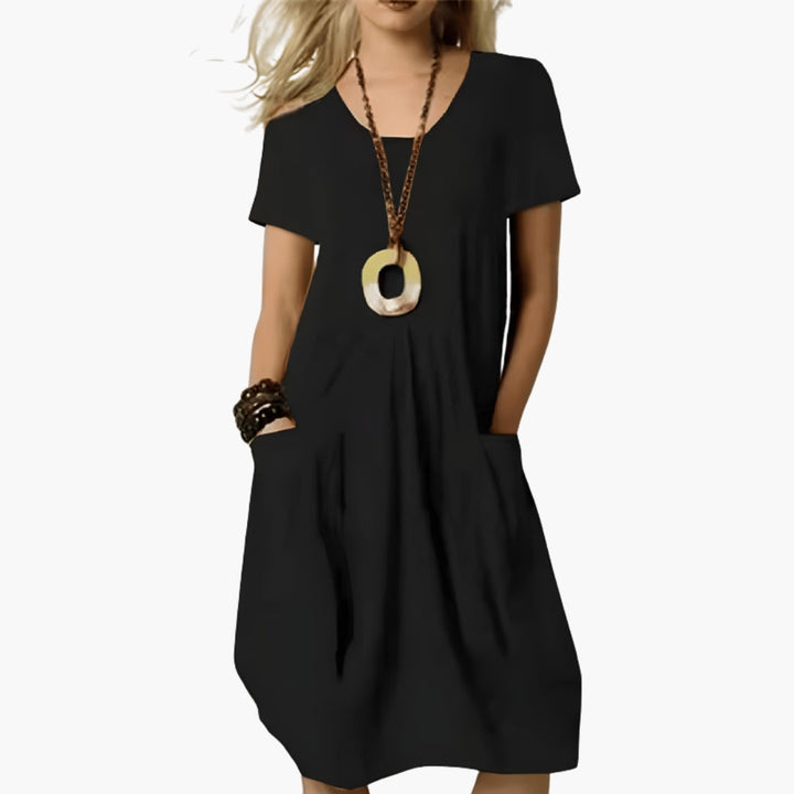 Tummy-Control Midi Dress with Pockets for Women