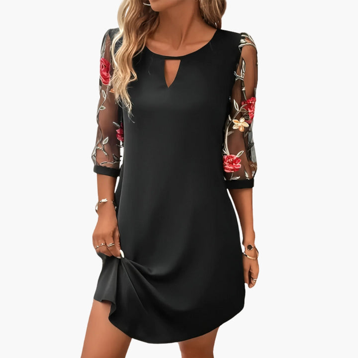 Floral Sleeve Knee Length Dress for Women