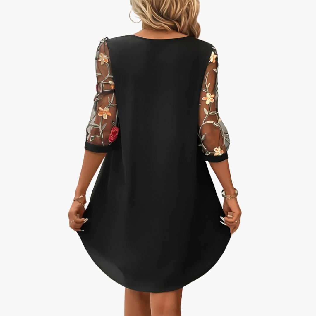Floral Sleeve Knee Length Dress for Women