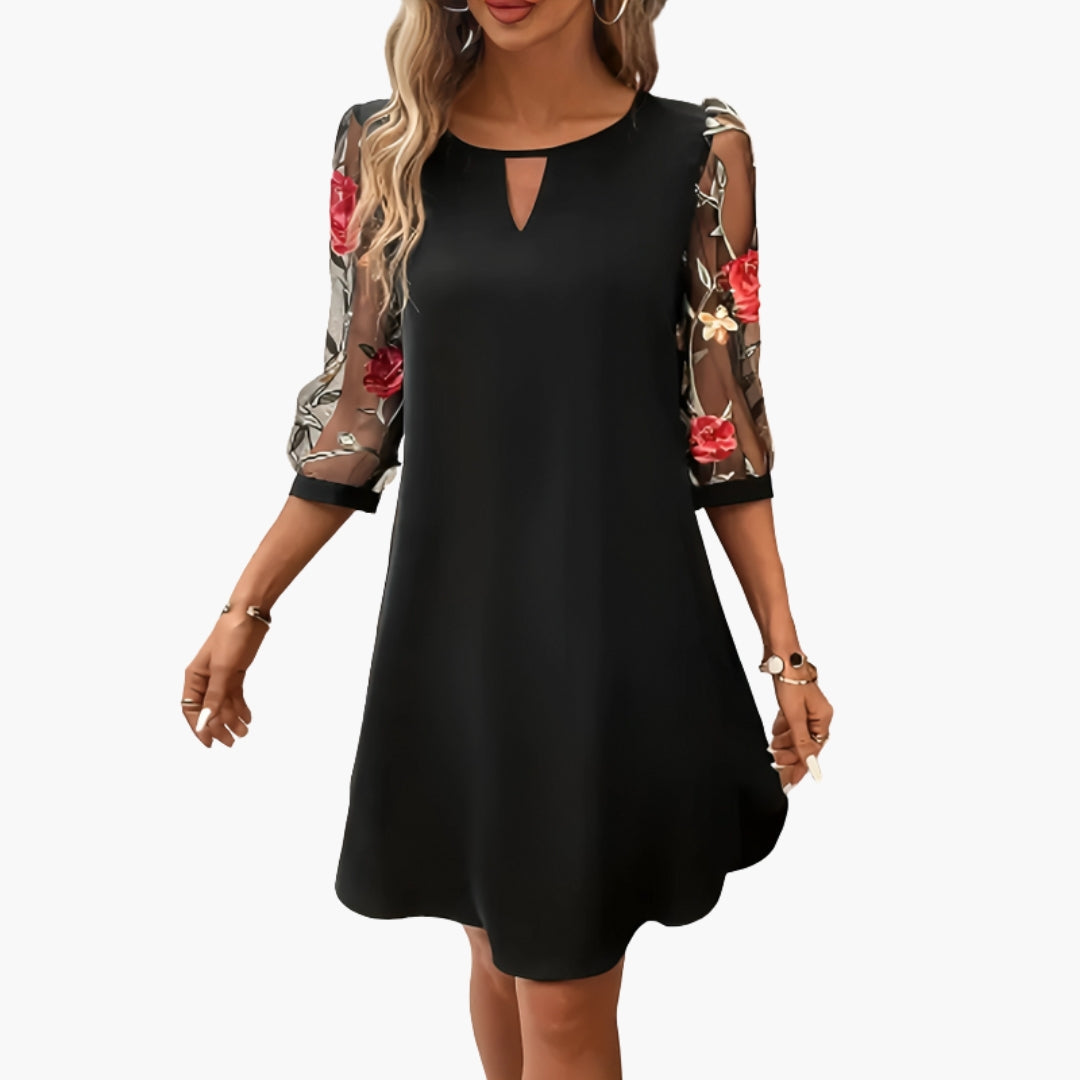 Floral Sleeve Knee Length Dress for Women
