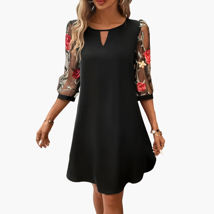Floral Sleeve Knee Length Dress for Women