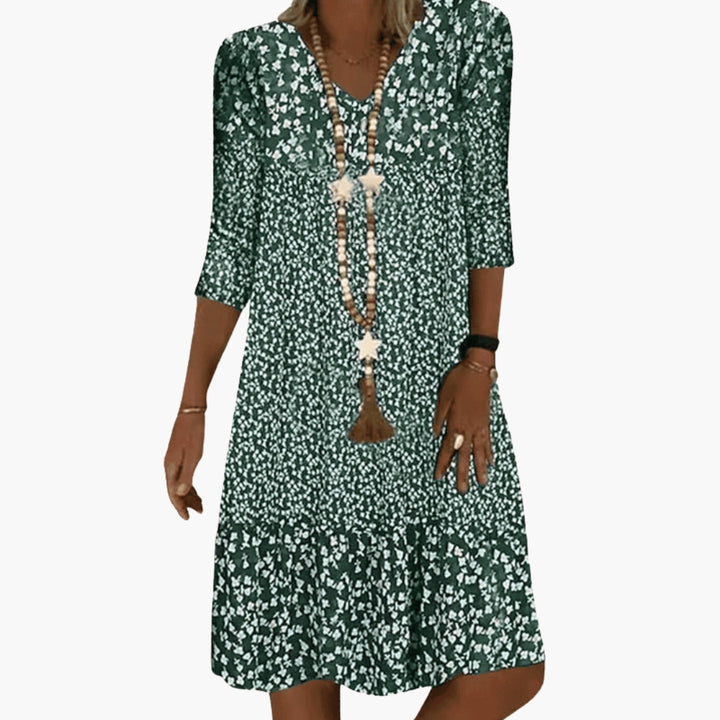 Printed Three-Quarter Sleeve Dress for Women