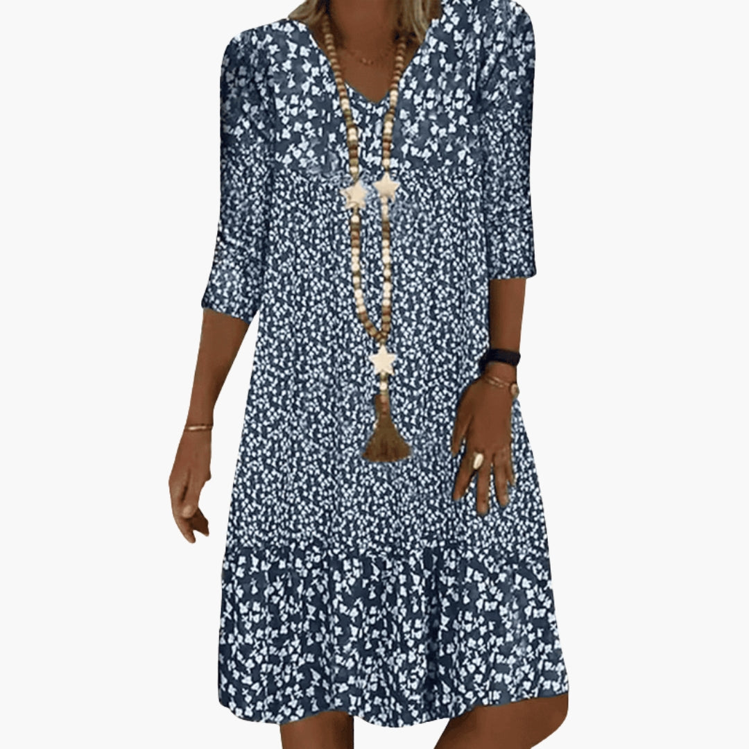Printed Three-Quarter Sleeve Dress for Women