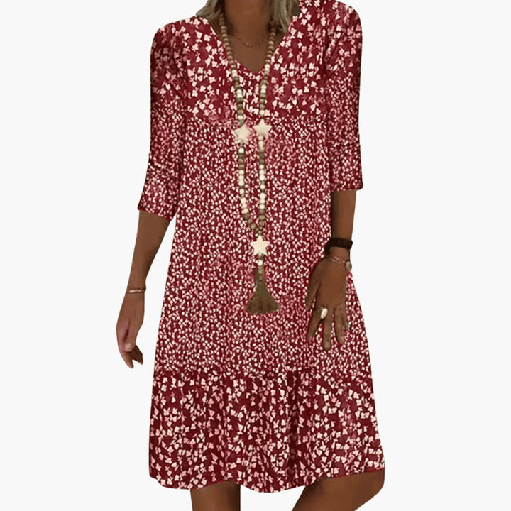 Printed Three-Quarter Sleeve Dress for Women