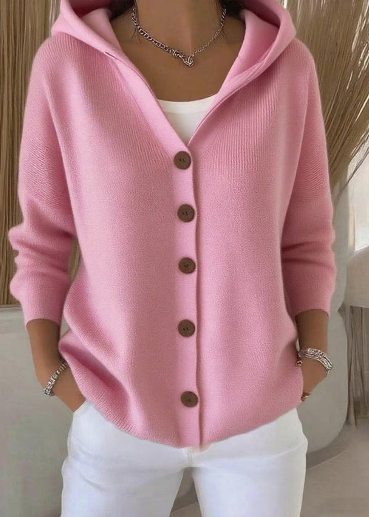 Hooded Button Knit Cardigan for Women
