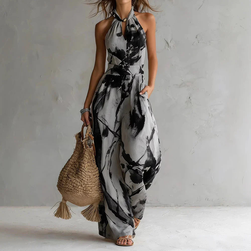 Halter Neck Printed Jumpsuit for Women