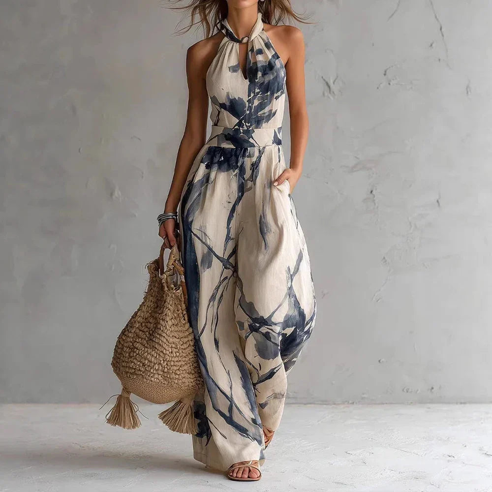 Halter Neck Printed Jumpsuit for Women