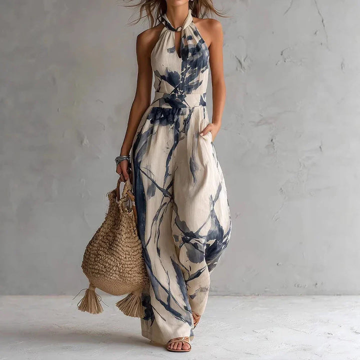 Halter Neck Printed Jumpsuit for Women