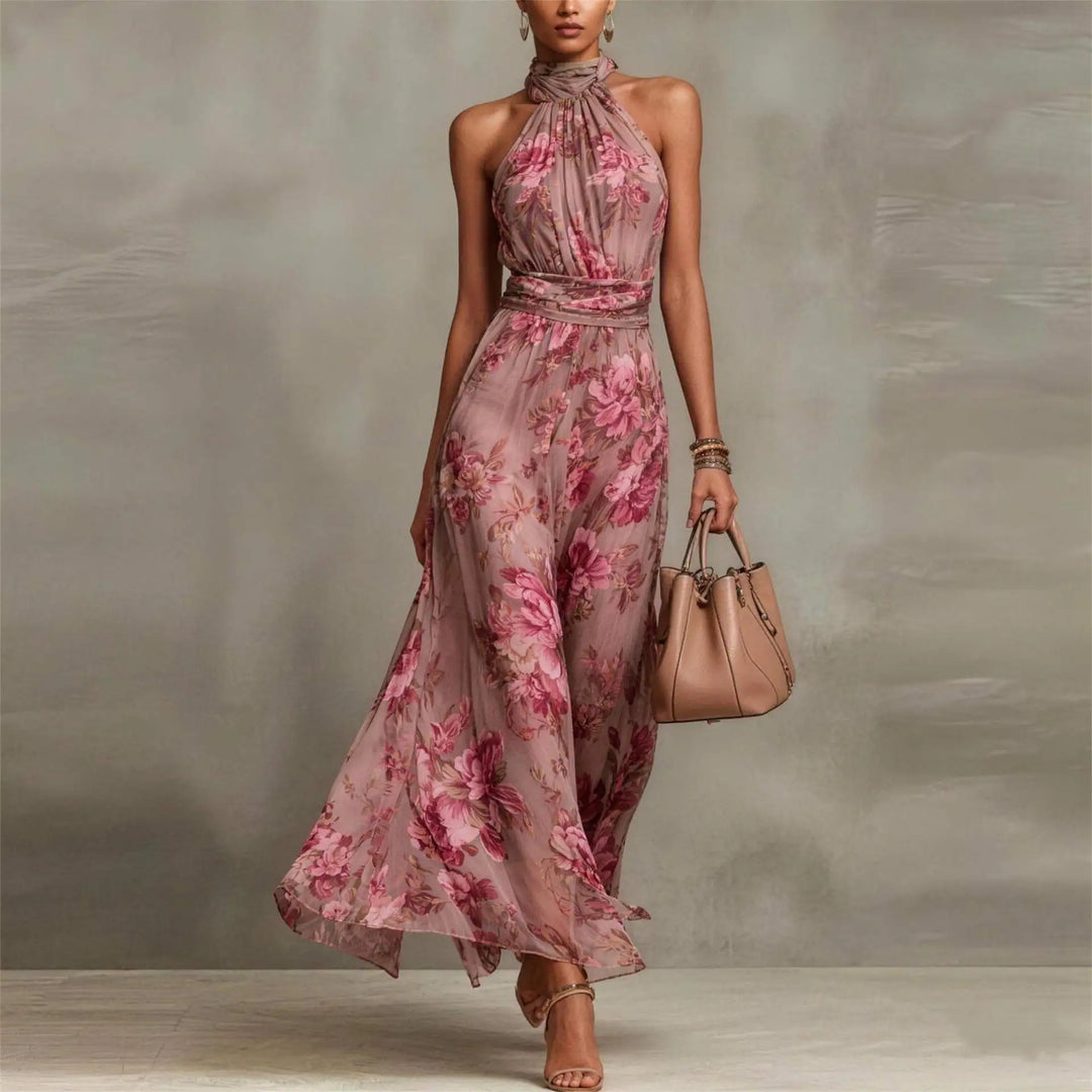 Floral Halter Neck Maxi Dress for Women