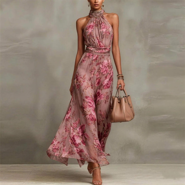 Floral Halter Neck Maxi Dress for Women
