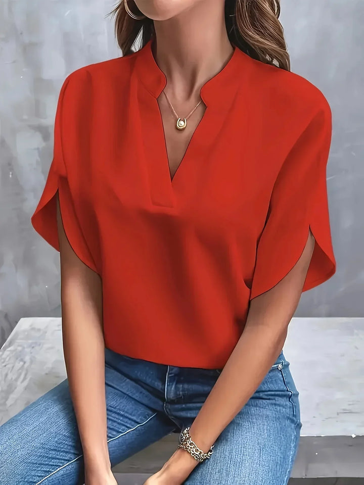 V-Neck Short Sleeve Blouse for Women