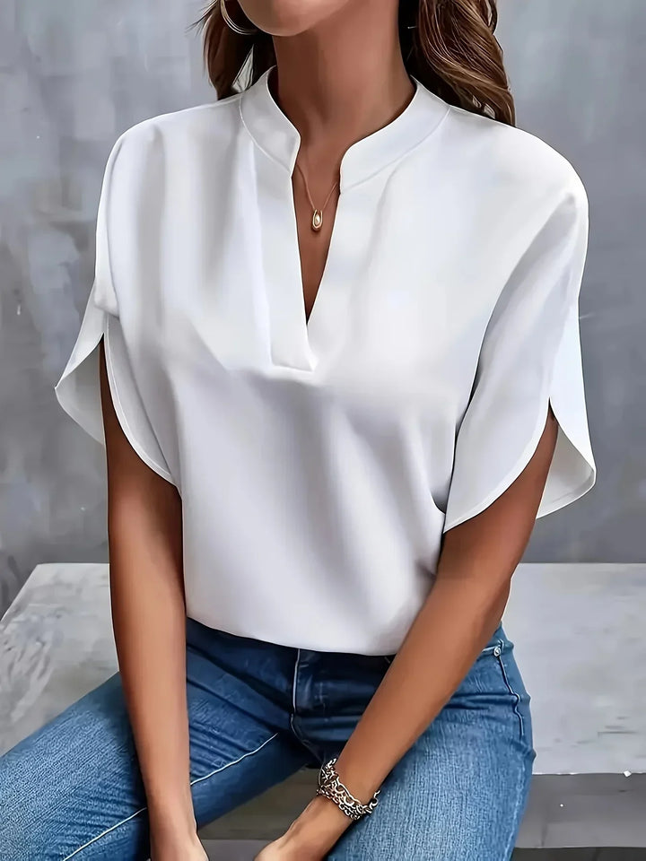 V-Neck Short Sleeve Blouse for Women