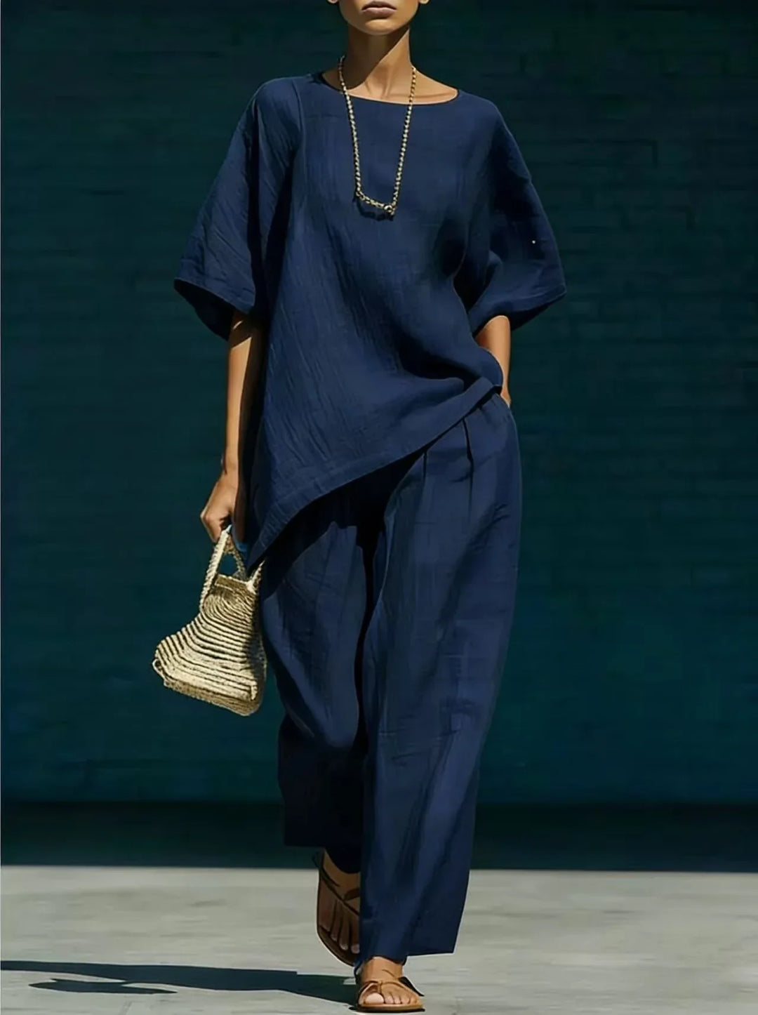 Relaxed Two Piece Top and Pants Set for Women