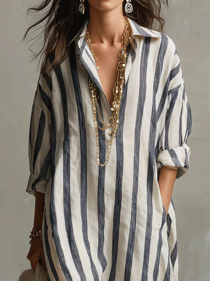 Striped Maxi Shirt Dress for Women