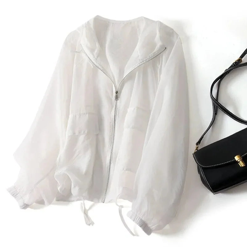 Lightweight Zip-Up Hooded Jacket for Women