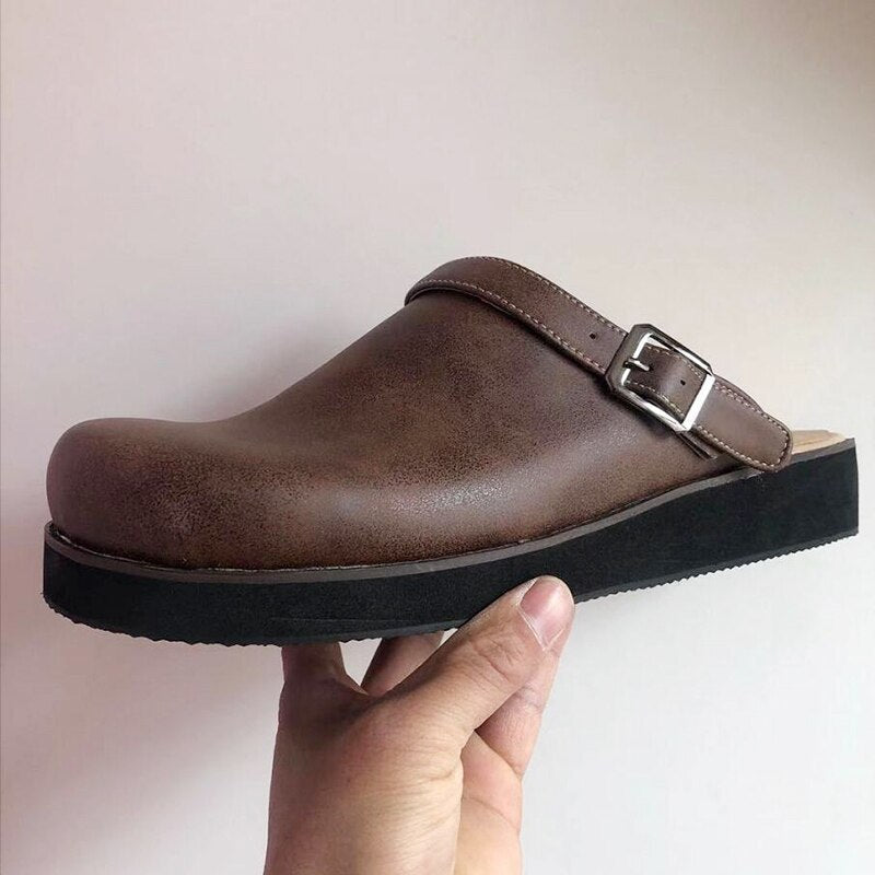 Vegan Leather Buckle Clogs for Men