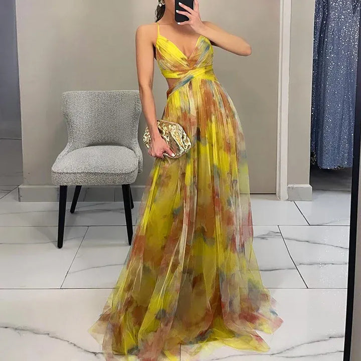 V-Neck Evening Maxi Dress for Women